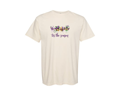 brand:Comfort Colors|color:Ivory|Mardi Gras Tis The Season Drip Art Graphic T-Shirt