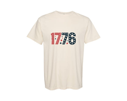 brand:Comfort Colors|color:Ivory|1776 Patriotic Distressed Edge Graphic T-Shirt