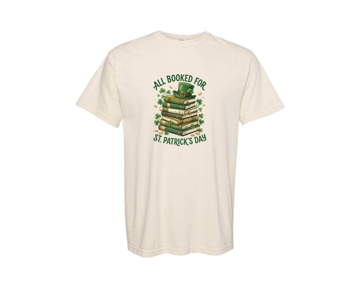 brand:Comfort Colors|color:Ivory|All Booked For St Patricks Day Book 2 Graphic T-Shirt