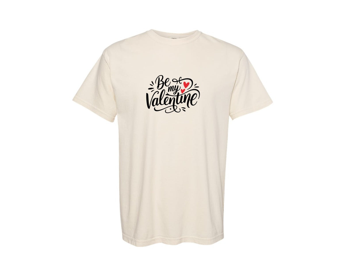 brand:Comfort Colors|color:Ivory|Be My Valentine Red Hearts Graphic T-Shirt