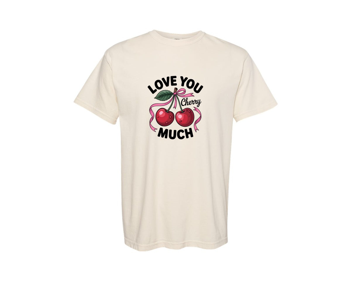brand:Comfort Colors|color:Ivory|Valentines Day Love You Cherry Much 2 Graphic T-Shirt