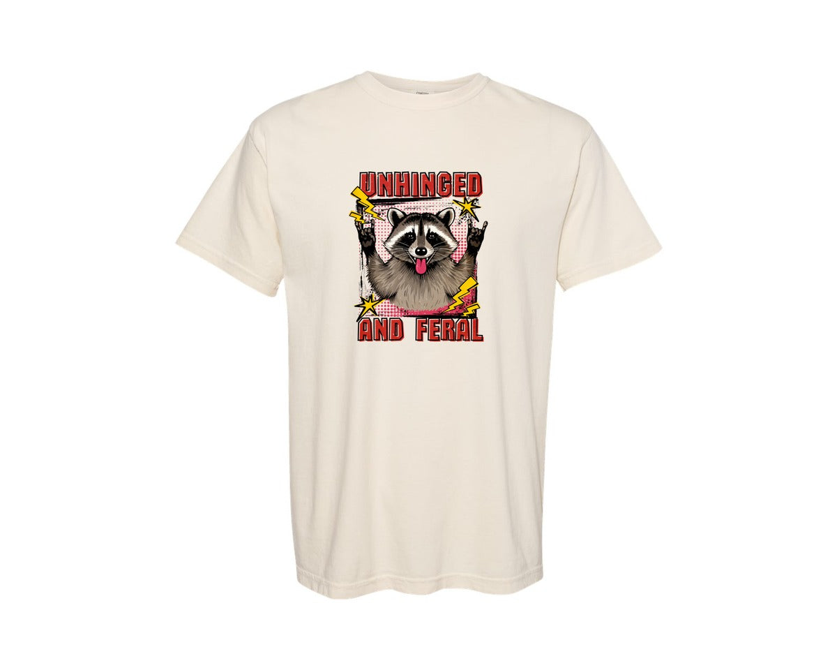 brand:Comfort Colors|color:Ivory|Unhinged And Feral Raccoon Graphic T-Shirt