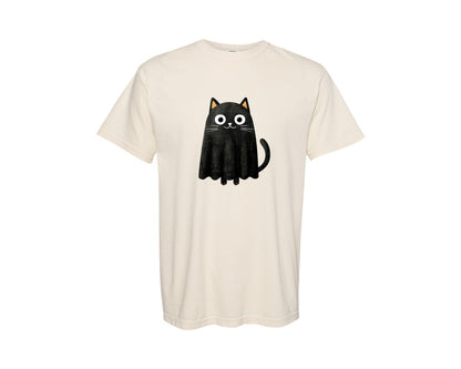 brand:Comfort Colors|color:Ivory|Halloween Ghost And Cat 16 Graphic T-Shirt