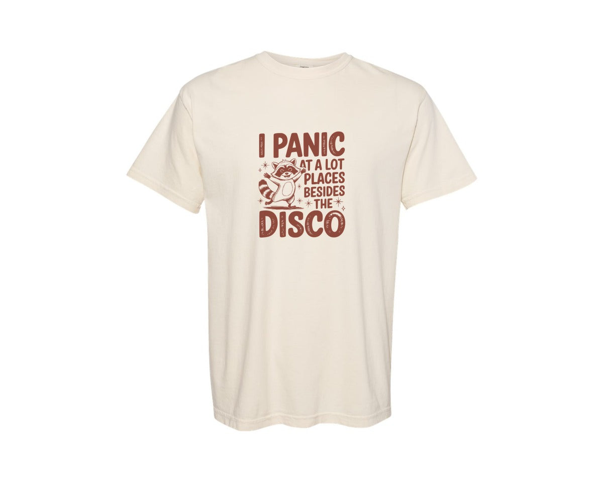 brand:Comfort Colors|color:Ivory|I Panic At Lot Places Besides The Disco 2 Graphic T-Shirt