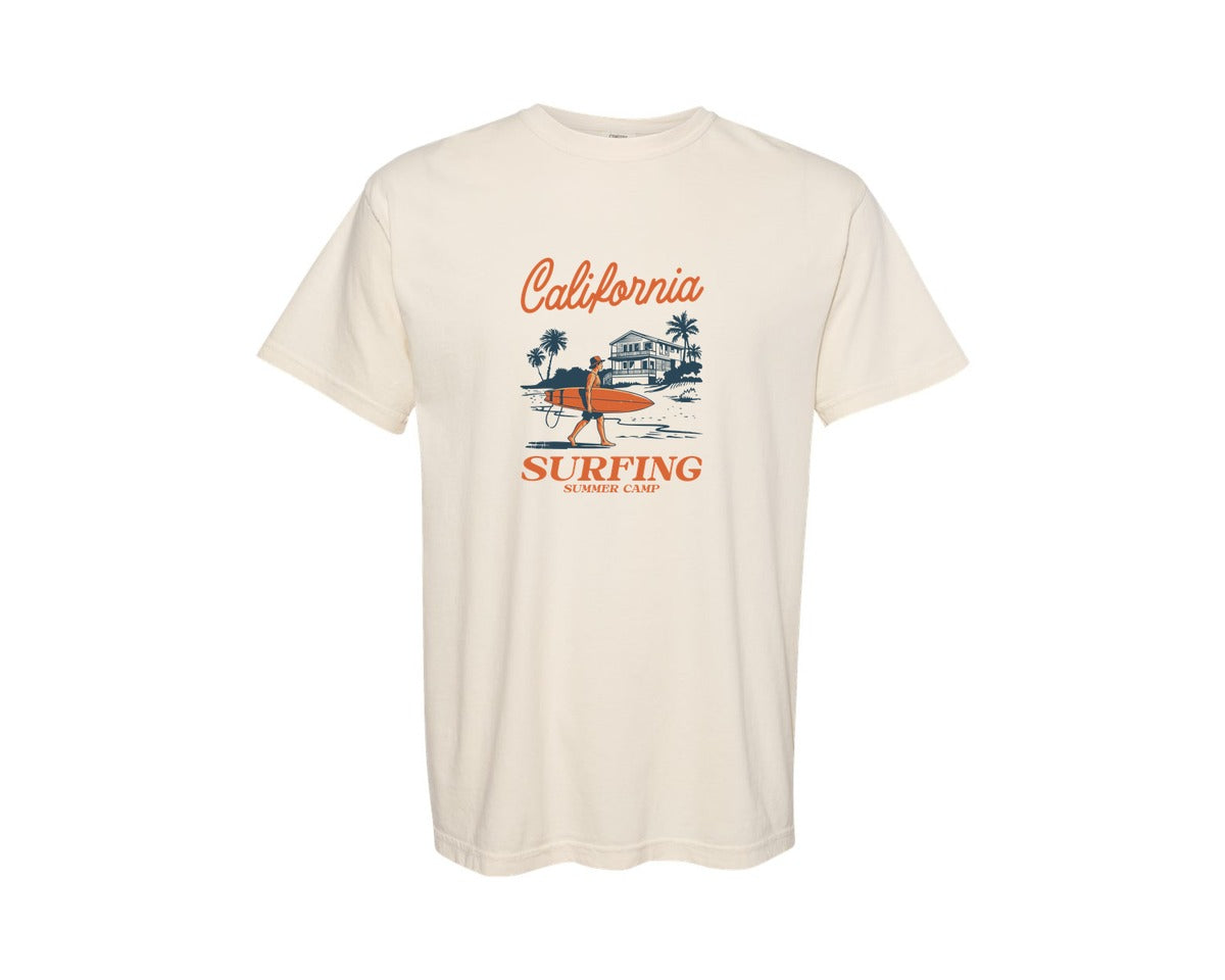 brand:Comfort Colors|color:Ivory|Summer California Surfing Camp Graphic T-Shirt