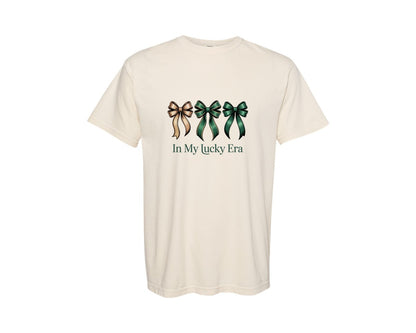 brand:Comfort Colors|color:Ivory|In My Lucky Era Glitter Shamrock Graphic T-Shirt