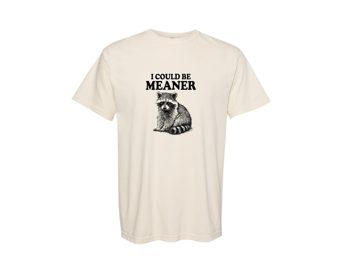 brand:Comfort Colors|color:Ivory|I Could Be Meaner Raccoon Meme Quote Graphic T-Shirt