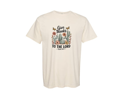 brand:Comfort Colors|color:Ivory|Give Thanks To The Lord Retro Graphic T-Shirt