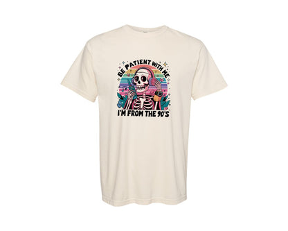 brand:Comfort Colors|color:Ivory|Retro Skeleton 90S Nostalgia Vibe Graphic T-Shirt