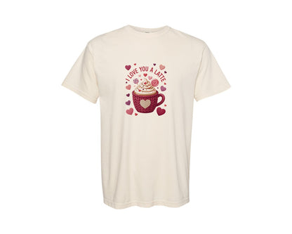 brand:Comfort Colors|color:Ivory|I Love You A Latte Valentine Coffee Graphic T-Shirt