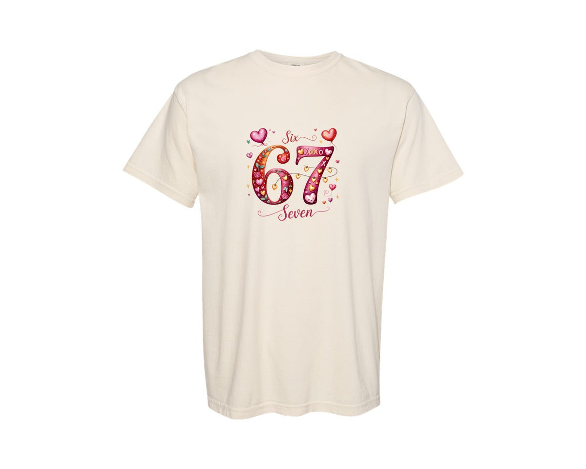 brand:Comfort Colors|color:Ivory|Six Seven 67 Valentine Meme T Shirt Graphic T-Shirt