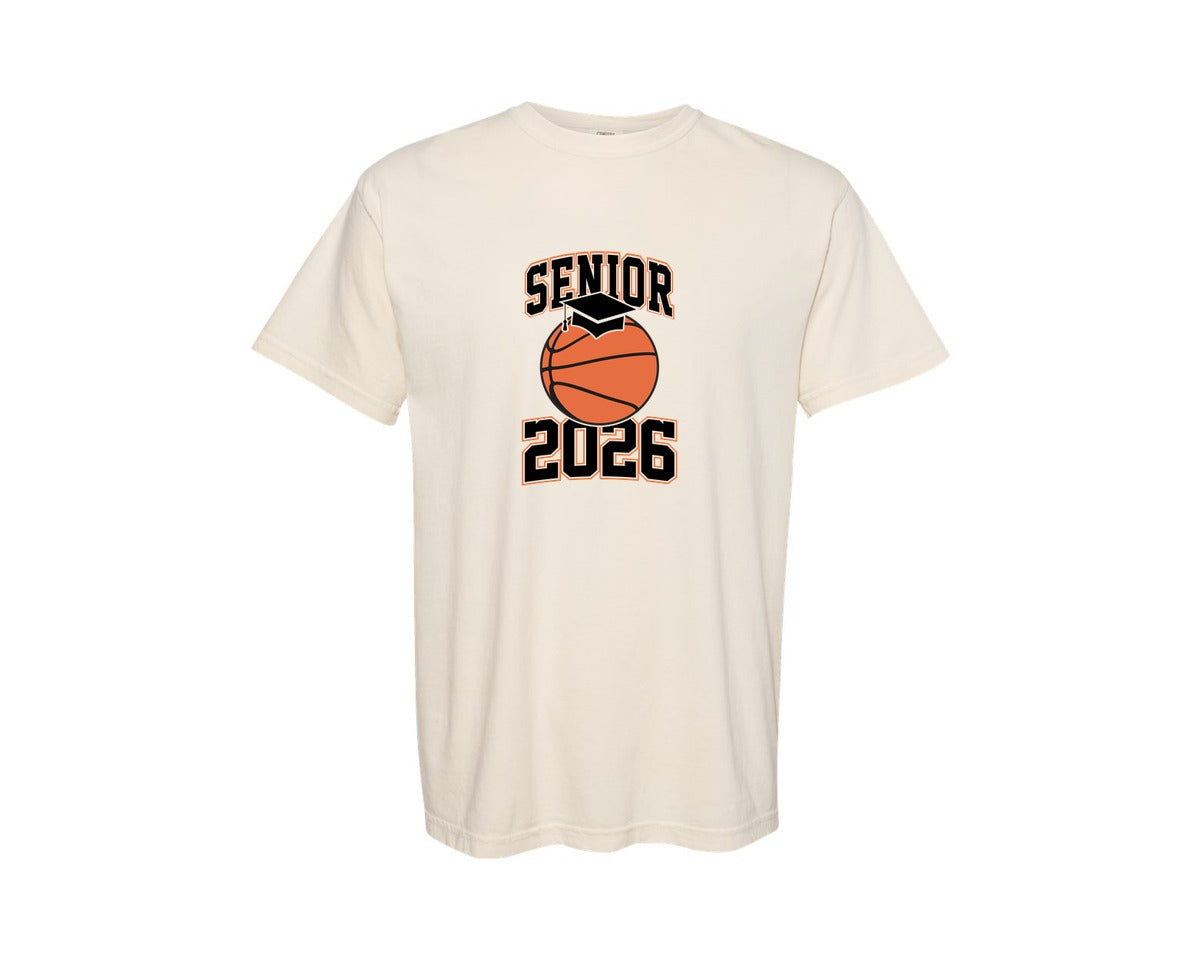 brand:Comfort Colors|color:Ivory|Class Of 2026 Senior Basketball 2026 Graphic T-Shirt