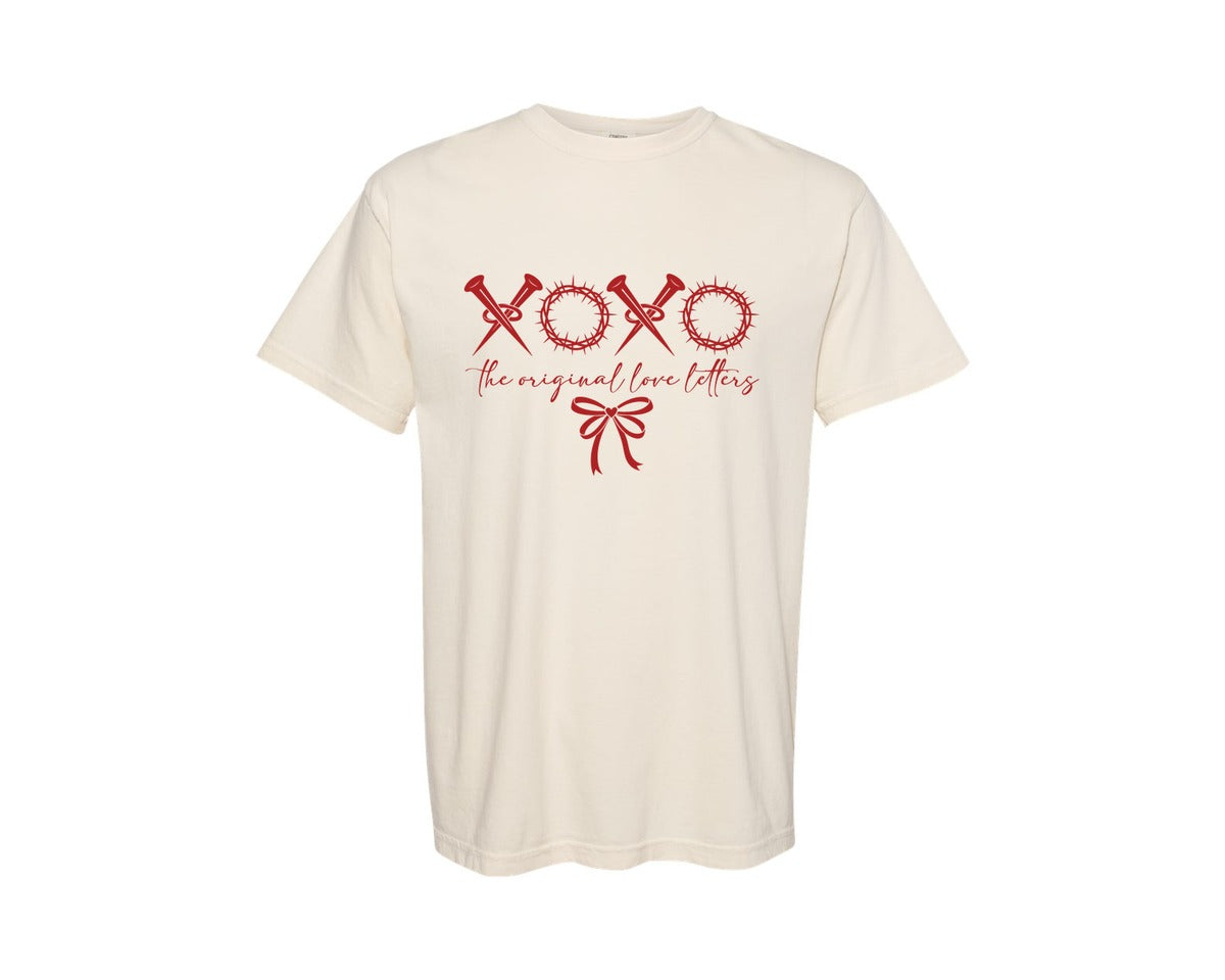 brand:Comfort Colors|color:Ivory|Xoxo The Original Love Letters Chri Graphic T-Shirt