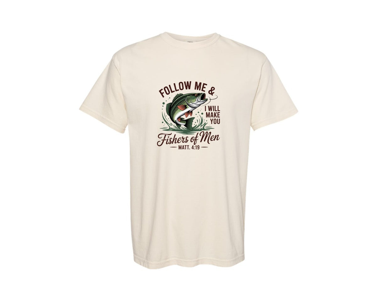 brand:Comfort Colors|color:Ivory|Follow Me And I Will Make You Fishers Of 2 Graphic T-Shirt