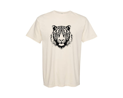 brand:Comfort Colors|color:Ivory|Tiger Face Silhouette Graphic T-Shirt