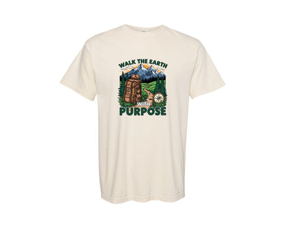 brand:Comfort Colors|color:Ivory|Walk Earth With Purpose Hiking Graphic T-Shirt
