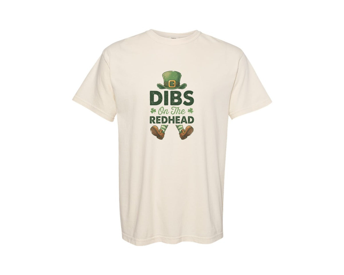 brand:Comfort Colors|color:Ivory|Dibs On The Redhead St Patricks Day 3 Graphic T-Shirt
