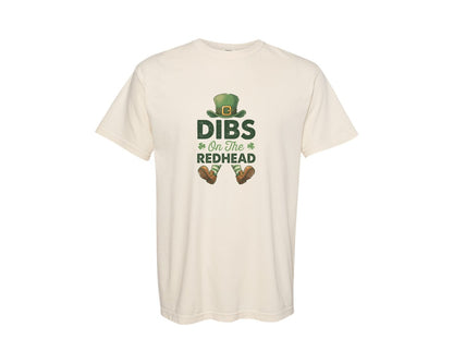 brand:Comfort Colors|color:Ivory|Dibs On The Redhead St Patricks Day 3 Graphic T-Shirt