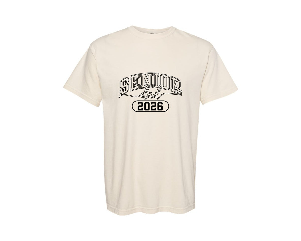 brand:Comfort Colors|color:Ivory|Senior Dad Graduation Outline Badge Graphic T-Shirt