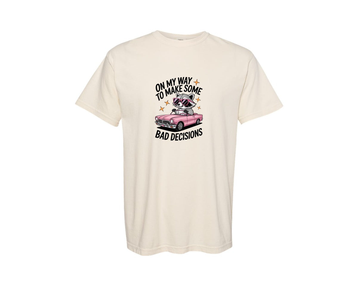brand:Comfort Colors|color:Ivory|Funny Raccoon Sarcastic Graphic T-Shirt