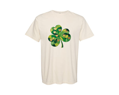 brand:Comfort Colors|color:Ivory|Oil Paint St Patricks Day Shamrock Graphic T-Shirt