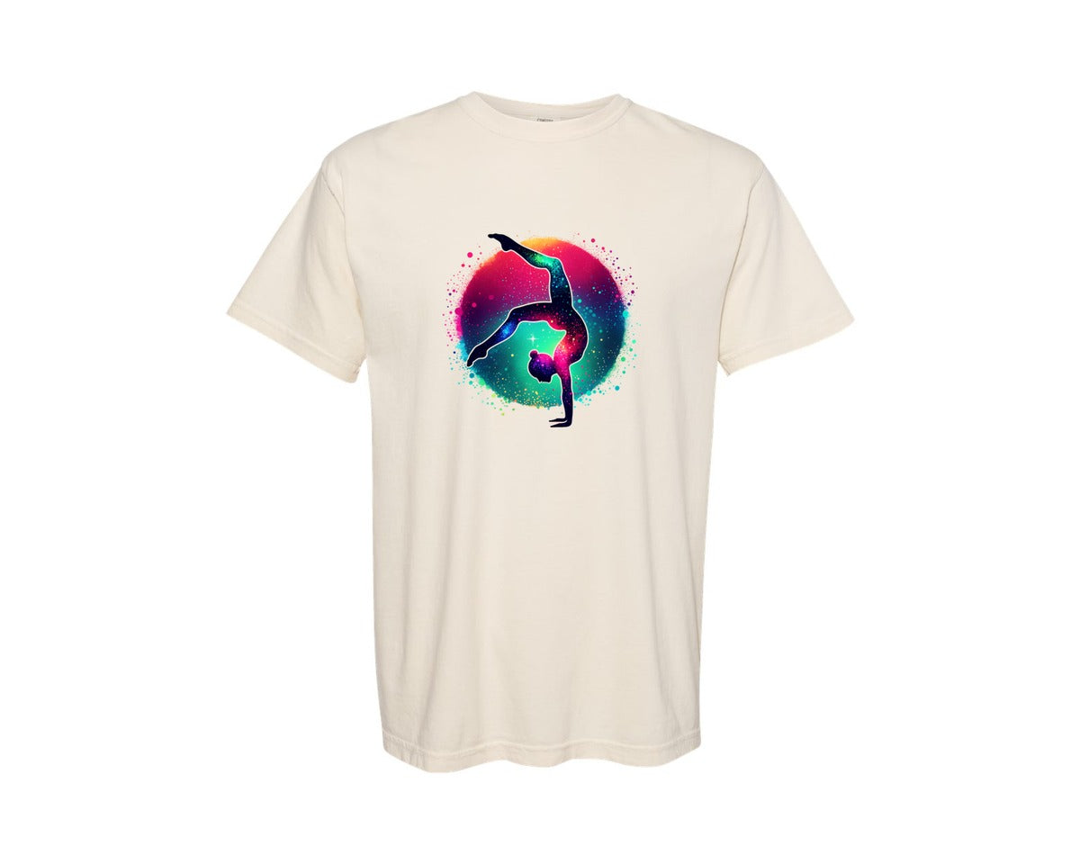 brand:Comfort Colors|color:Ivory|Colorful Glitter Gymnast Sport Graphic T-Shirt