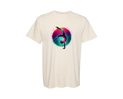 brand:Comfort Colors|color:Ivory|Colorful Glitter Gymnast Sport Graphic T-Shirt