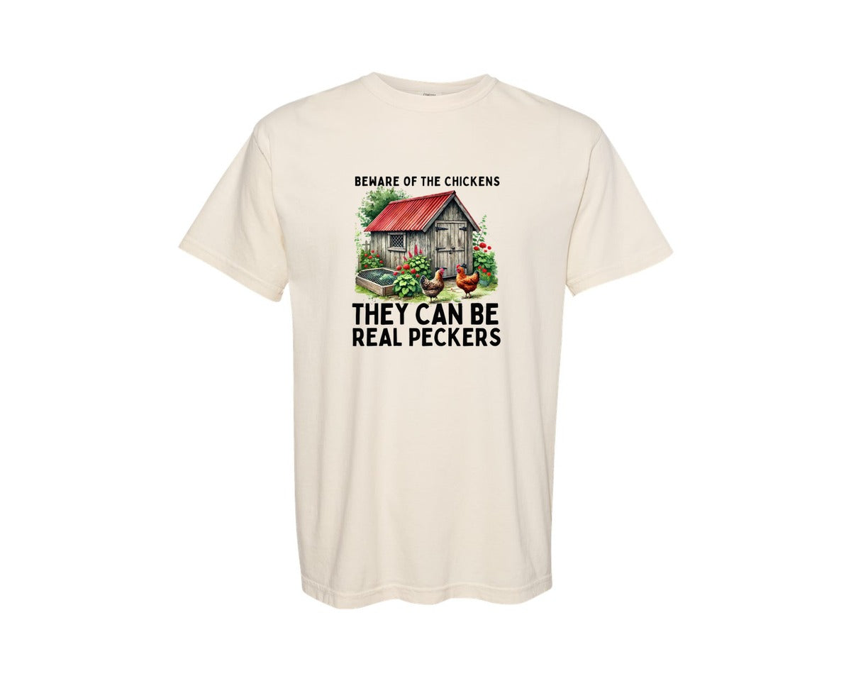 brand:Comfort Colors|color:Ivory|Garden Design Chickens Graphic T-Shirt