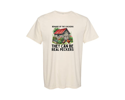 brand:Comfort Colors|color:Ivory|Garden Design Chickens Graphic T-Shirt