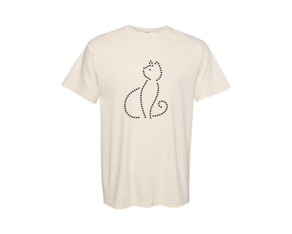 brand:Comfort Colors|color:Ivory|Rhinestone Template Design Cat Sitting Graphic T-Shirt