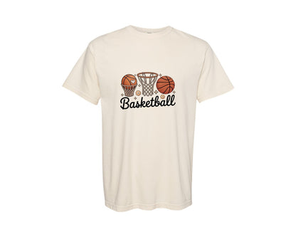 brand:Comfort Colors|color:Ivory|Basketball Crochet Basketball Graphic T-Shirt