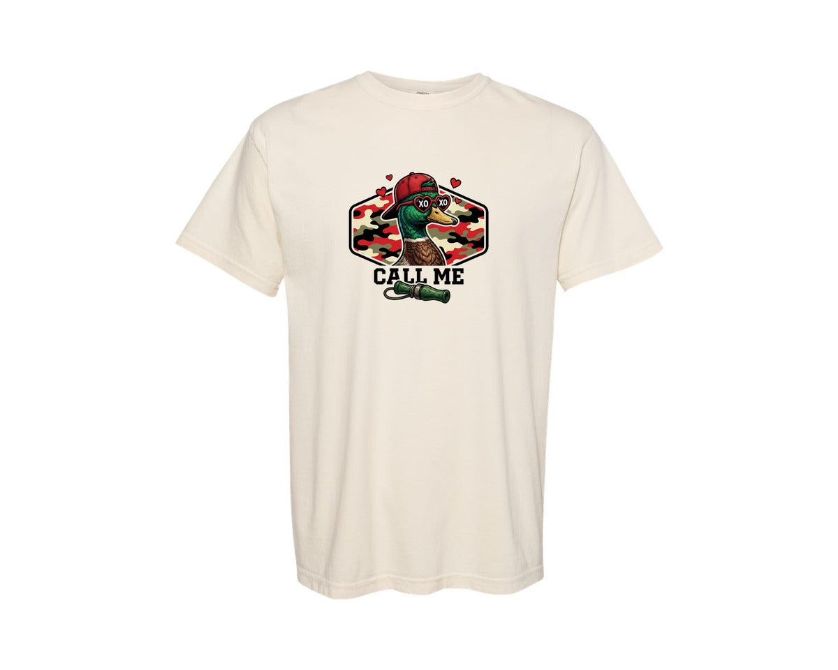 brand:Comfort Colors|color:Ivory|Duck Hunting Valentines Day Graphic T-Shirt