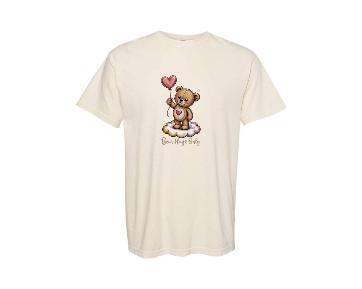 brand:Comfort Colors|color:Ivory|Bear Hugs Only Valentine Graphic T-Shirt