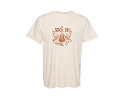 brand:Comfort Colors|color:Ivory|Rock On Guitar T Shirt Design Graphic T-Shirt