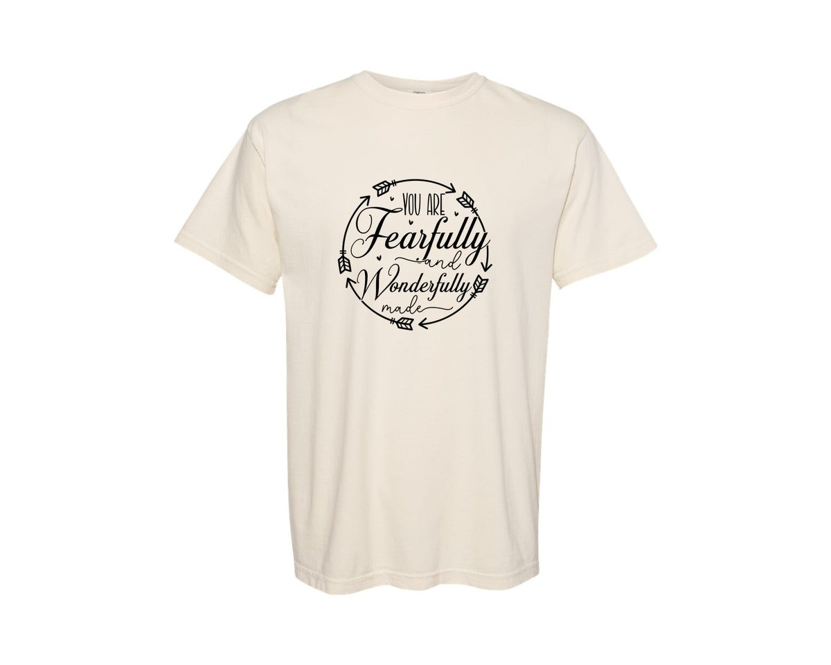 brand:Comfort Colors|color:Ivory|You Are Fearfully And Sleeve Design Graphic T-Shirt