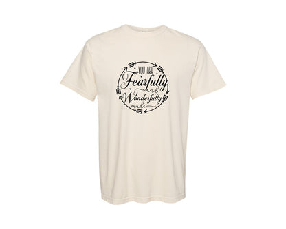 brand:Comfort Colors|color:Ivory|You Are Fearfully And Sleeve Design Graphic T-Shirt