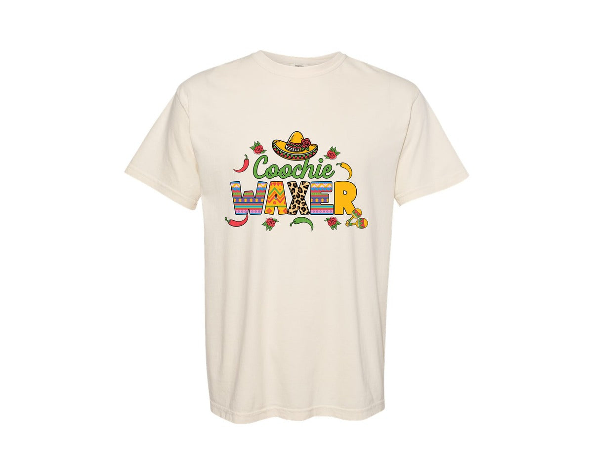 brand:Comfort Colors|color:Ivory|Cinco De Mayo Coochie Waxer Mexico Graphic T-Shirt