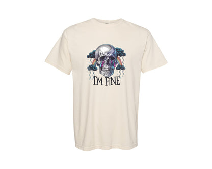 brand:Comfort Colors|color:Ivory|Im Fine Skull Rainbow Tears Dark Graphic T-Shirt