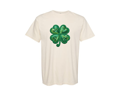 brand:Comfort Colors|color:Ivory|Sequin Shamrock Graphic T-Shirt
