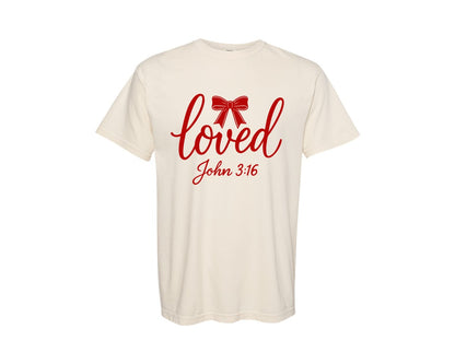 brand:Comfort Colors|color:Ivory|Loved John 316 Jesus Valentine 5 Graphic T-Shirt