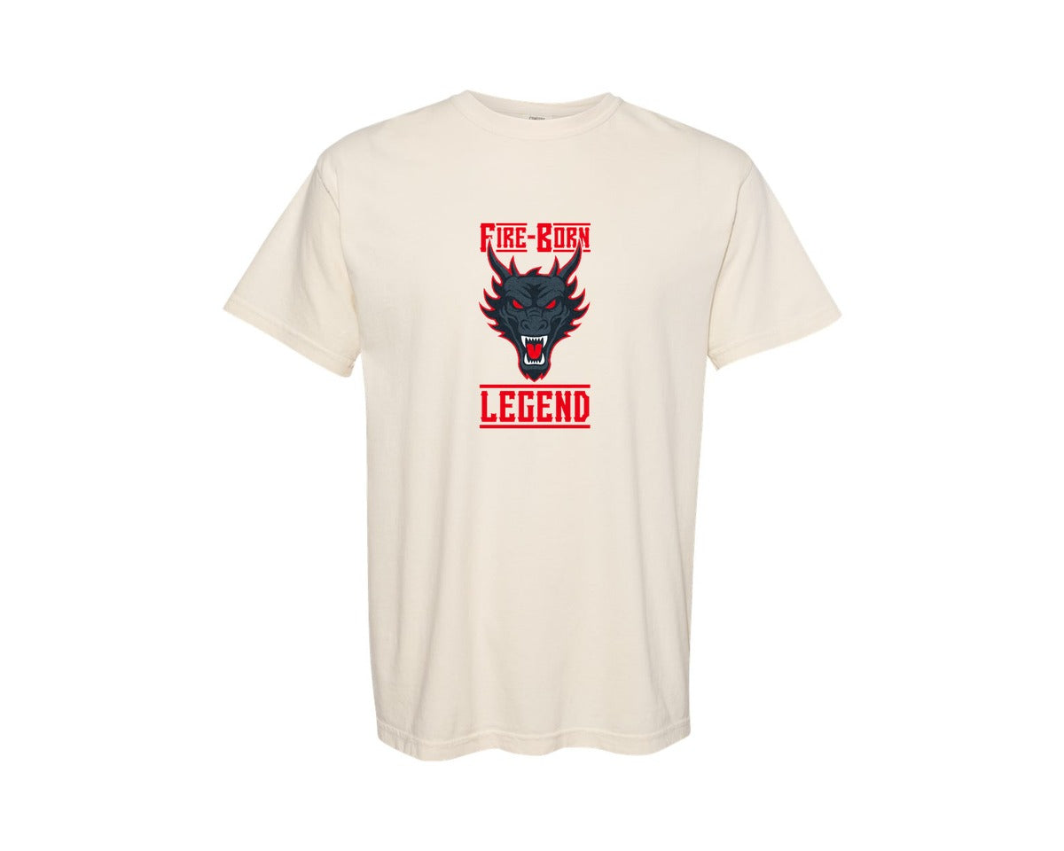 brand:Comfort Colors|color:Ivory|Fire Born Legend Dragon Design Graphic T-Shirt