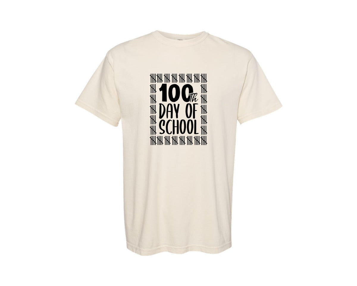 brand:Comfort Colors|color:Ivory|100 Day Of School T Shirt Graphic Graphic T-Shirt