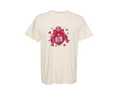 brand:Comfort Colors|color:Ivory|Self Love Potion Valentine Graphic T-Shirt