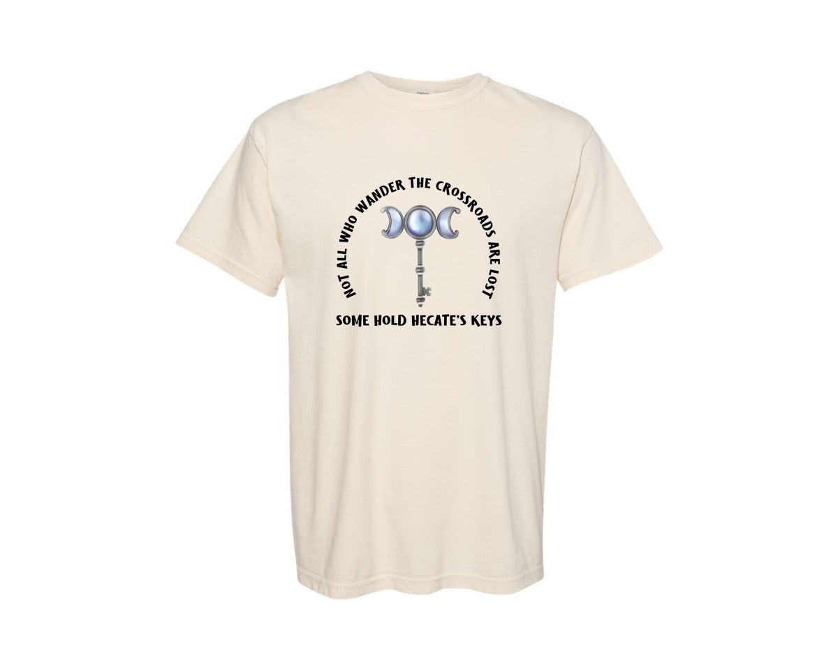 brand:Comfort Colors|color:Ivory|Hecates Keys Moon Not All Who Wander Graphic T-Shirt