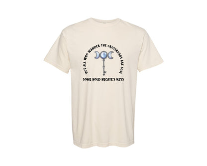 brand:Comfort Colors|color:Ivory|Hecates Keys Moon Not All Who Wander Graphic T-Shirt