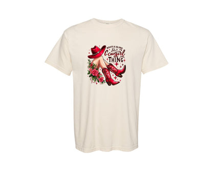 brand:Comfort Colors|color:Ivory|Boots And Bling Its A Cowgirl Thing 8 Graphic T-Shirt