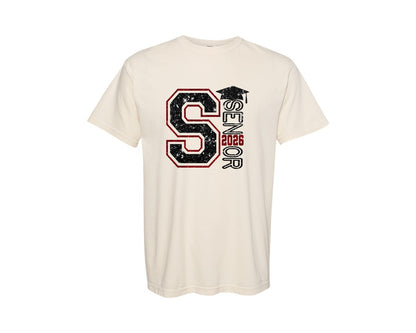 brand:Comfort Colors|color:Ivory|Senior 2026 With Graduation Cap Graphic T-Shirt