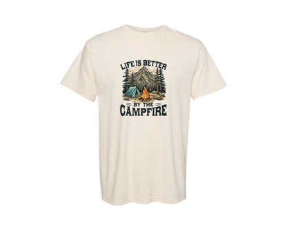 brand:Comfort Colors|color:Ivory|Camper Campfire Camping Life Graphic T-Shirt
