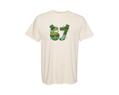 brand:Comfort Colors|color:Ivory|Lucky Number 67 Leprechaun Hat Graphic T-Shirt