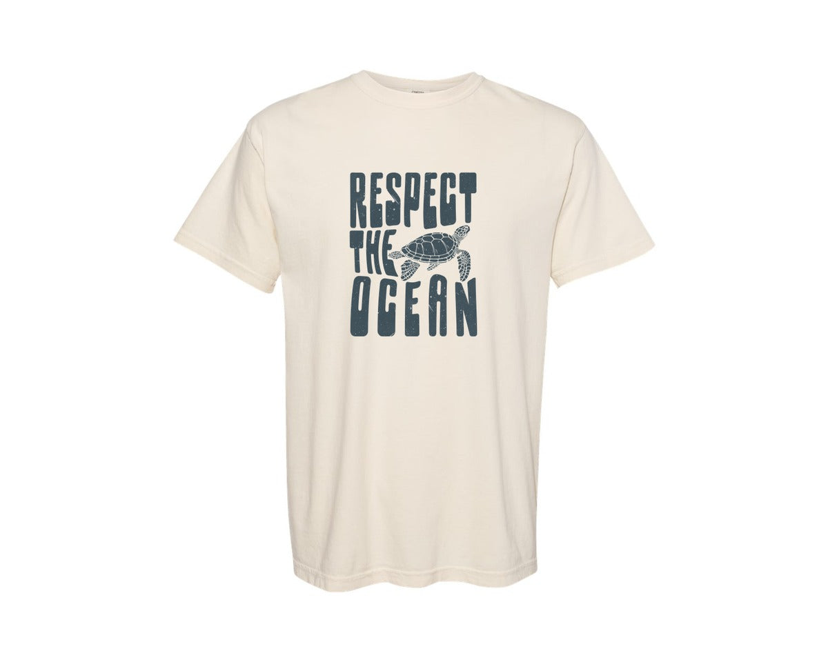 brand:Comfort Colors|color:Ivory|Respect The Ocean T Shirt Design Graphic T-Shirt